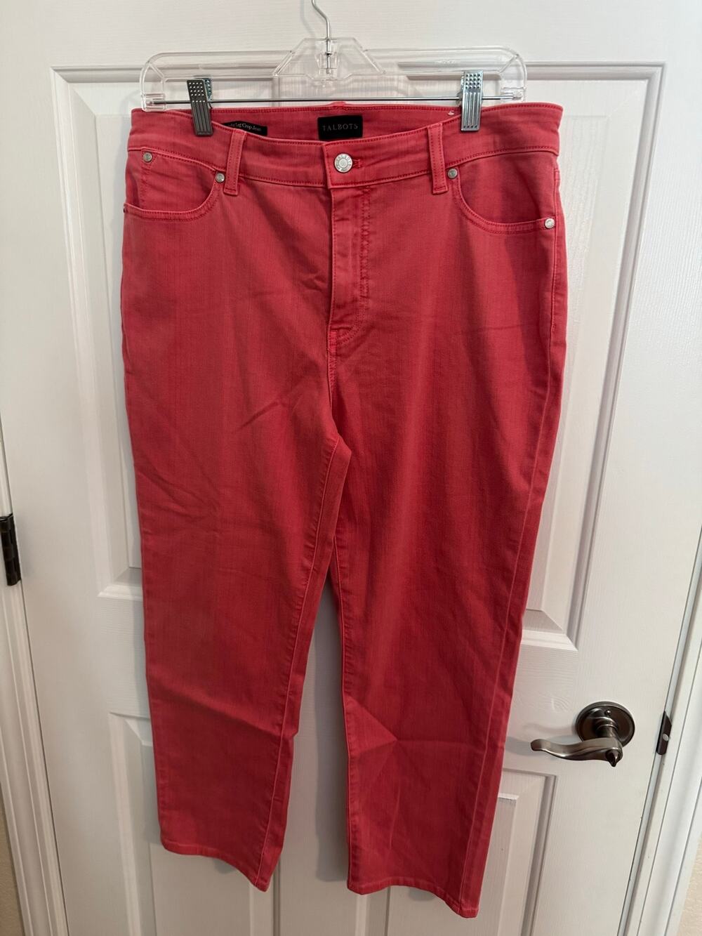 Talbots Straight Leg Crop Stretch Jeans Summer Vacation Coral Pink 10